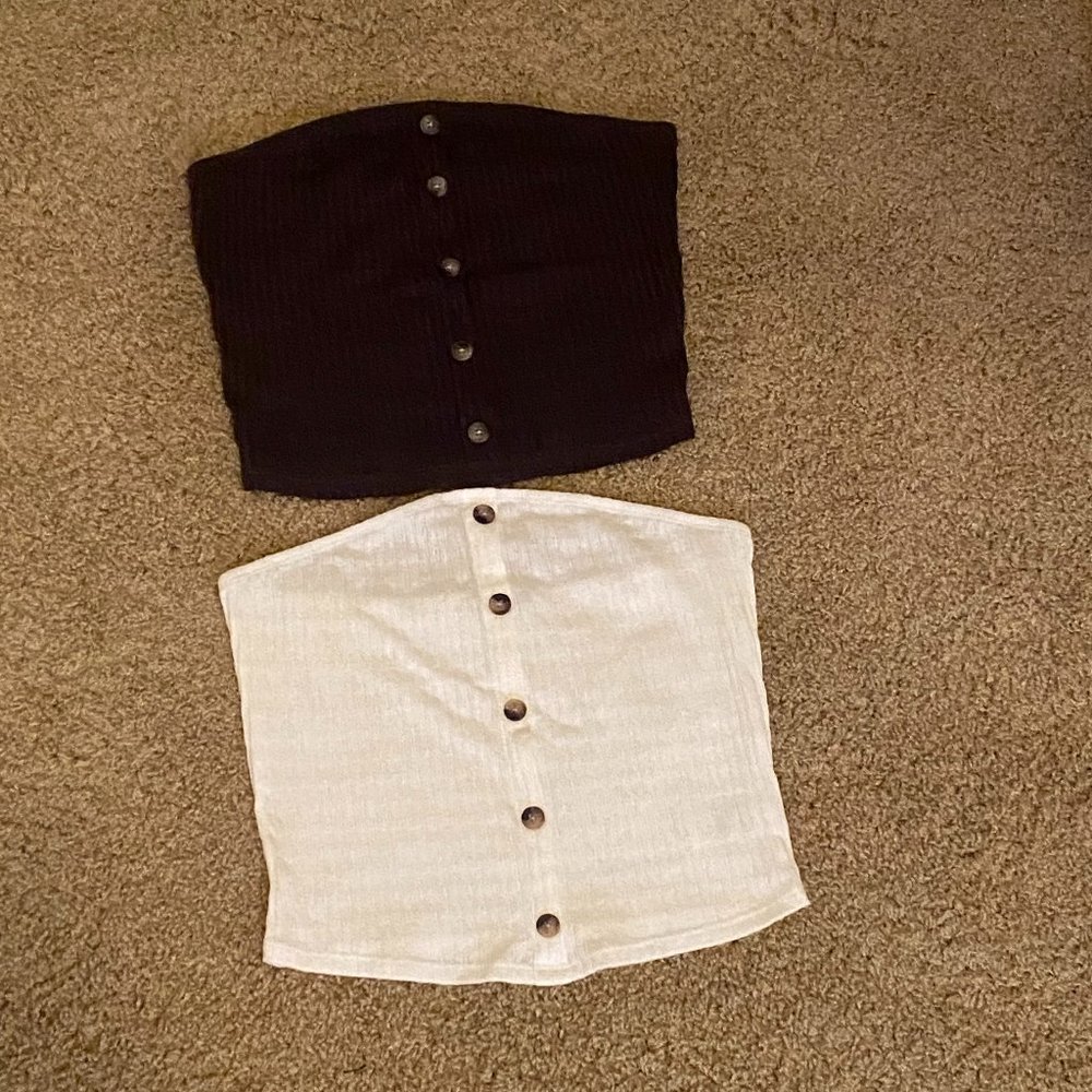 American Eagle white and black tube tops
